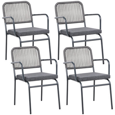Beliani Set Of 4 Garden Chairs With Cushions Taceno Metal Grey - image 1