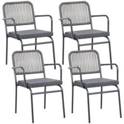 Beliani Set Of 4 Garden Chairs With Cushions Taceno Metal Grey - thumbnail 1