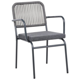 Beliani Set Of 4 Garden Chairs With Cushions Taceno Metal Grey - thumbnail 4