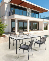 Beliani Set Of 4 Garden Chairs With Cushions Taceno Metal Grey - thumbnail 2