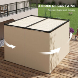 Outsunny 3 X 3(M) Pergola With Retractable Roof And Curtains, Beige - thumbnail 5