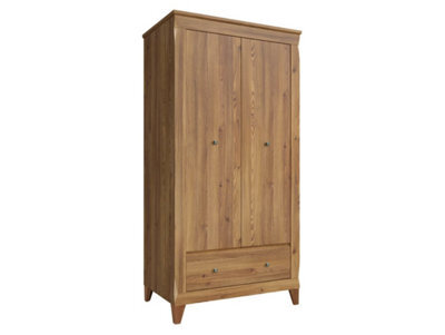 Arte Bergen 102 Cm 2 Door Wardrobe With Drawer Golden Sibiu Larch - image 1