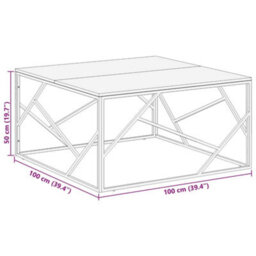 Berkfield Coffee Table Silver Stainless Steel And Solid Wood Sleeper - thumbnail 9