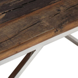 Berkfield Coffee Table Silver Stainless Steel And Solid Wood Sleeper - thumbnail 5