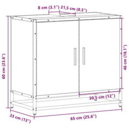 Vidaxl Bathroom Sink Cabinet Smoked Oak 65X33X60 Cm Engineered Wood - thumbnail 3