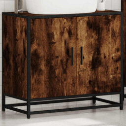 Vidaxl Bathroom Sink Cabinet Smoked Oak 65X33X60 Cm Engineered Wood - thumbnail 4