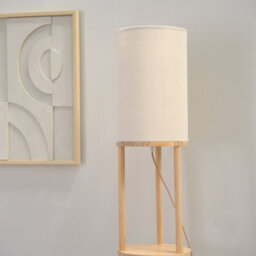 Valuelights Elsa Natural Wooden 3 Tier Floor Lamp With Fabric Shade - thumbnail 3