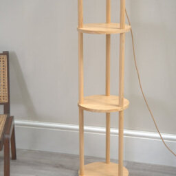 Valuelights Elsa Natural Wooden 3 Tier Floor Lamp With Fabric Shade - thumbnail 4