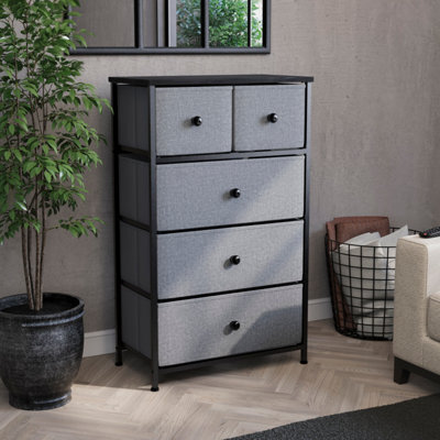 Lassic Vida Designs Chorley 5 Drawer Fabric Ukfr Chest Of Drawers, Grey & Black - image 1
