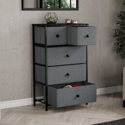 Lassic Vida Designs Chorley 5 Drawer Fabric Ukfr Chest Of Drawers, Grey & Black - thumbnail 2