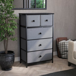 Lassic Vida Designs Chorley 5 Drawer Fabric Ukfr Chest Of Drawers, Grey & Black - thumbnail 1