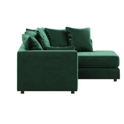 Furnishings For Less UK Brooklyn Plush Velvet 3 To 4 Seater L Shaped Corner Sofa Foam Green Right Hand Facing - thumbnail 3