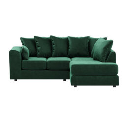 Furnishings For Less UK Brooklyn Plush Velvet 3 To 4 Seater L Shaped Corner Sofa Foam Green Right Hand Facing - thumbnail 2