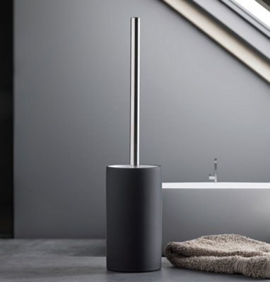 Kleine Wolke Pur Matt Black Ceramic Toilet Brush & Holder - image 1