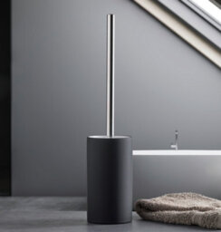 Kleine Wolke Pur Matt Black Ceramic Toilet Brush & Holder