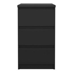 Wyld Haus Budapest Matt Black Wooden Bedside Table 3 Drawers - thumbnail 3