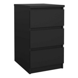 Wyld Haus Budapest Matt Black Wooden Bedside Table 3 Drawers - thumbnail 2