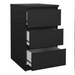 Wyld Haus Budapest Matt Black Wooden Bedside Table 3 Drawers - thumbnail 5