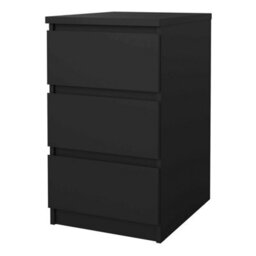 Wyld Haus Budapest Matt Black Wooden Bedside Table 3 Drawers - thumbnail 4