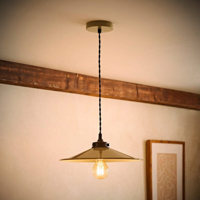Valuelights Hampstead Green Rolled Edge Tapered Pendant Ceiling Light And Bulb - image 1