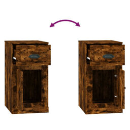 Berkfield Durable Side Cabinet With Drawer Smoked Oak 40X50X75 Cm Engineered Wood - thumbnail 9