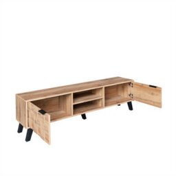 Abrihome 160.5 X 35.5 X 45 Cm, Modern Tv Cabinet With 2 Doors And 2 Open Shelves (Color May Vary Slightly Depending On Lighting) - thumbnail 2