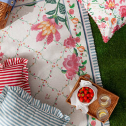Wylder Millie Ruffle Striped Outdoor Cushion, Blue, 50 X 50Cm - thumbnail 5
