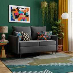 Leon Small Mdf Sofa Bed With Dl Fold Out Bonell Springs Metal Legs Storage Living Room 145X94X101Cm Dark Grey - thumbnail 2
