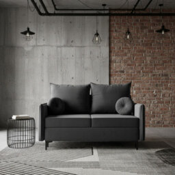 Leon Small Mdf Sofa Bed With Dl Fold Out Bonell Springs Metal Legs Storage Living Room 145X94X101Cm Dark Grey - thumbnail 1