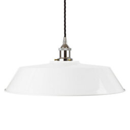 White Large Chancery Painted Dome Pendant Light With Nickel Lamp Holder And Black Twisted Cable - Se Home - thumbnail 1