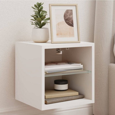 Berkfield Tv Wall Cabinet With Led Lights White 30X28.5X30 Cm - image 1
