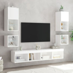 Berkfield Tv Wall Cabinet With Led Lights White 30X28.5X30 Cm - thumbnail 5