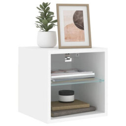 Berkfield Tv Wall Cabinet With Led Lights White 30X28.5X30 Cm - thumbnail 6