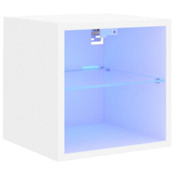 Berkfield Tv Wall Cabinet With Led Lights White 30X28.5X30 Cm - thumbnail 2