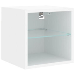 Berkfield Tv Wall Cabinet With Led Lights White 30X28.5X30 Cm - thumbnail 7