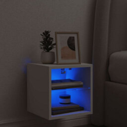 Berkfield Tv Wall Cabinet With Led Lights White 30X28.5X30 Cm - thumbnail 3