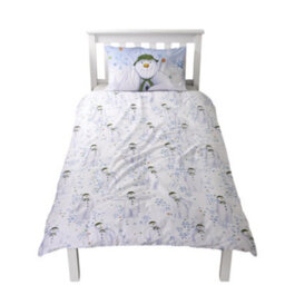 The Snowman Winter Sun Christmas Reversible Duvet Cover Set White/blue (Single) - thumbnail 2