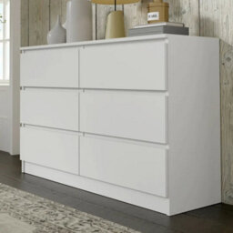 Arte Maja 120Cm Chest Of Drawers - White, Fresh Six-Drawer Storage For Modern Bedrooms - thumbnail 5