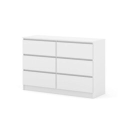 Arte Maja 120Cm Chest Of Drawers - White, Fresh Six-Drawer Storage For Modern Bedrooms - thumbnail 2
