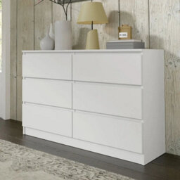Arte Maja 120Cm Chest Of Drawers - White, Fresh Six-Drawer Storage For Modern Bedrooms