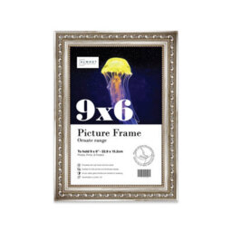 9X6 Silver Ornate Picture Frame (22.9 X 15.2Cm) Poster, Photo, Artwork, Gallery Wall Or Print - thumbnail 1