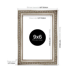 9X6 Silver Ornate Picture Frame (22.9 X 15.2Cm) Poster, Photo, Artwork, Gallery Wall Or Print - thumbnail 2