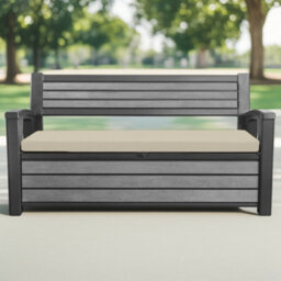 Crescent Garden Iceni & Eden Bench Seat Pad Water Resistant Garden Keter Bench Cushion Pad 128X50X5Cm Stone Removable Cover - thumbnail 2