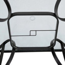 Living And Home Black Square Tempered Glass Tabletop Metal Outdoor Garden Coffee Table With Parasol Hole 105 Cm - thumbnail 5