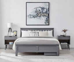 Furniturebox Uk Azure Grey Wooden Solid Pine Quality Double Bed Frame (Double Bed Frame Only) Modern Simple Design - thumbnail 2