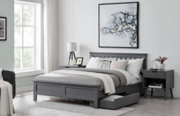 Furniturebox Uk Azure Grey Wooden Solid Pine Quality Double Bed Frame (Double Bed Frame Only) Modern Simple Design