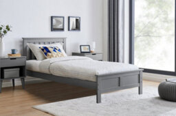 Furniturebox Uk Azure Grey Wooden Solid Pine Quality Double Bed Frame (Double Bed Frame Only) Modern Simple Design - thumbnail 3