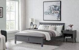 Furniturebox Uk Azure Grey Wooden Solid Pine Quality Double Bed Frame (Double Bed Frame Only) Modern Simple Design - thumbnail 5