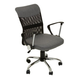 Orsina Ergonomic Grey Home Office Chair With Chrome Arms, Comfortable Design Work From Home Chair, Movable Chair - thumbnail 2