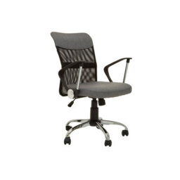 Orsina Ergonomic Grey Home Office Chair With Chrome Arms, Comfortable Design Work From Home Chair, Movable Chair